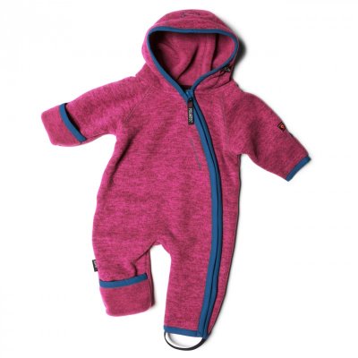 Isjörn of Sweden Rib Jumpsuit fuchsia gestrickter Overall für Babys und Kleinkinder