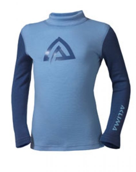 Aclima Merino Kinder Shirt crew neck woolnet Serie costal fjord blau
