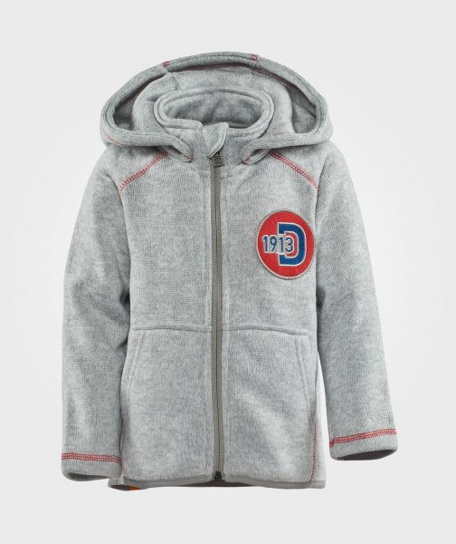 gestrickter Fleece Jackemit Kapuze von Didriksons hellgrau-orange